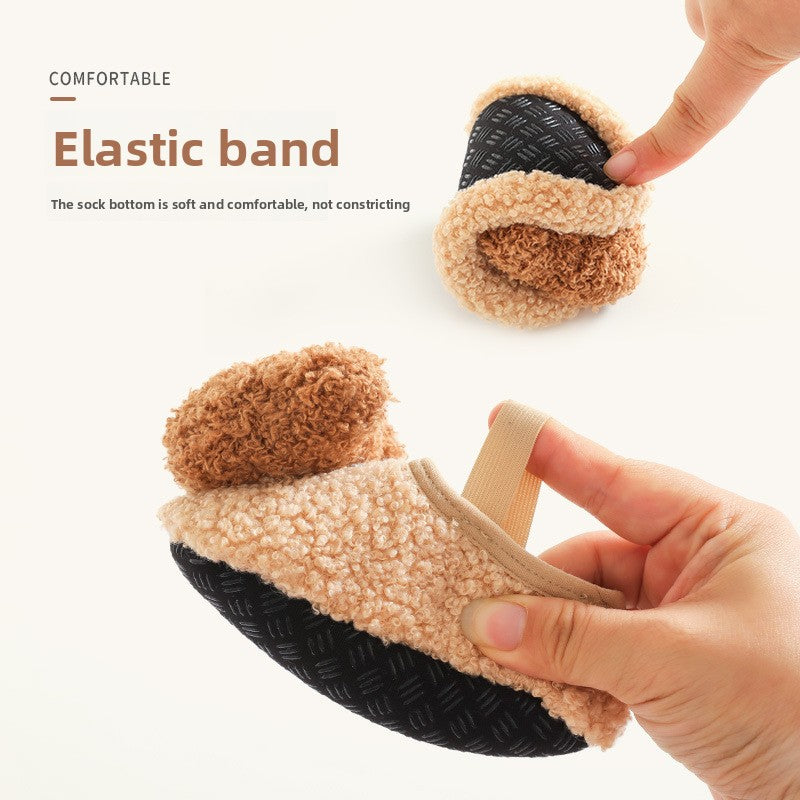 Baby Fleece-Lined Non-Slip Floor Socks with Cartoon Design