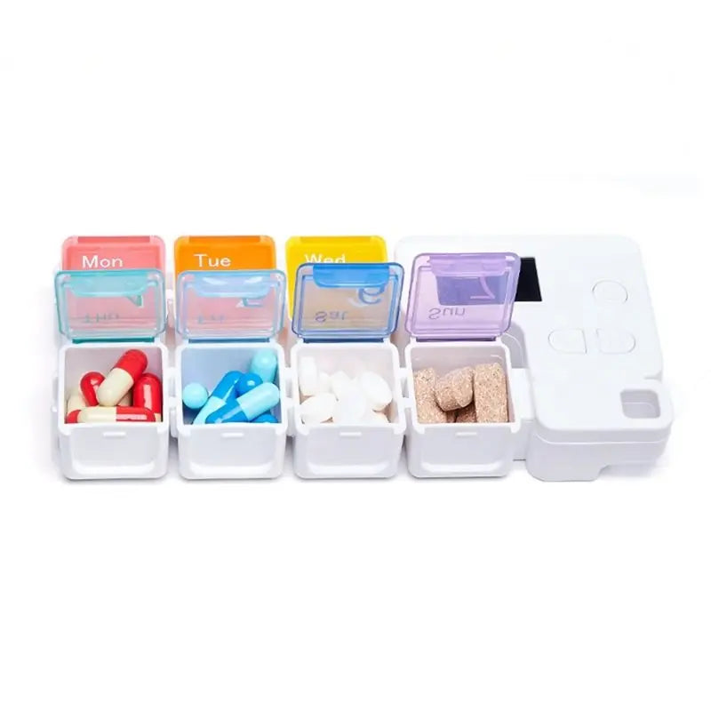 Weekly Pill Organizer with Daily Alarm Reminder.