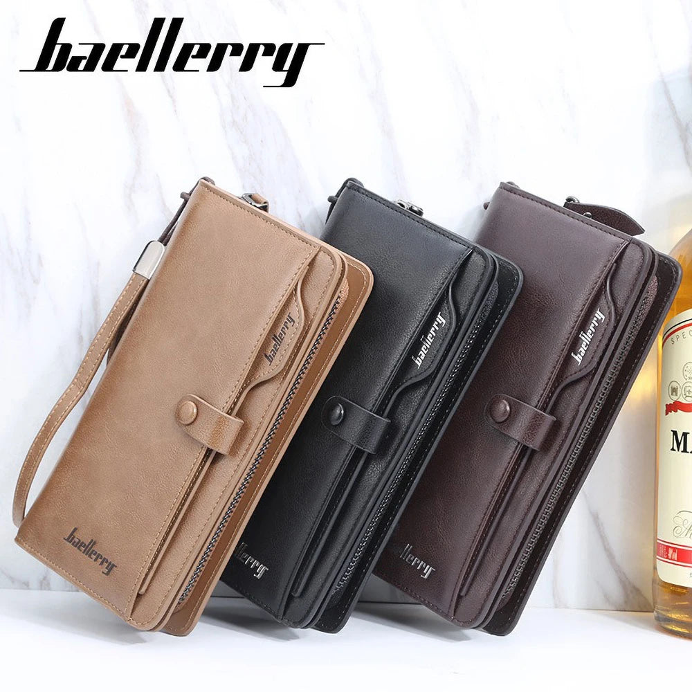 Baellerry Anti-Theft Long Wallet for Men PU Leather Business Style