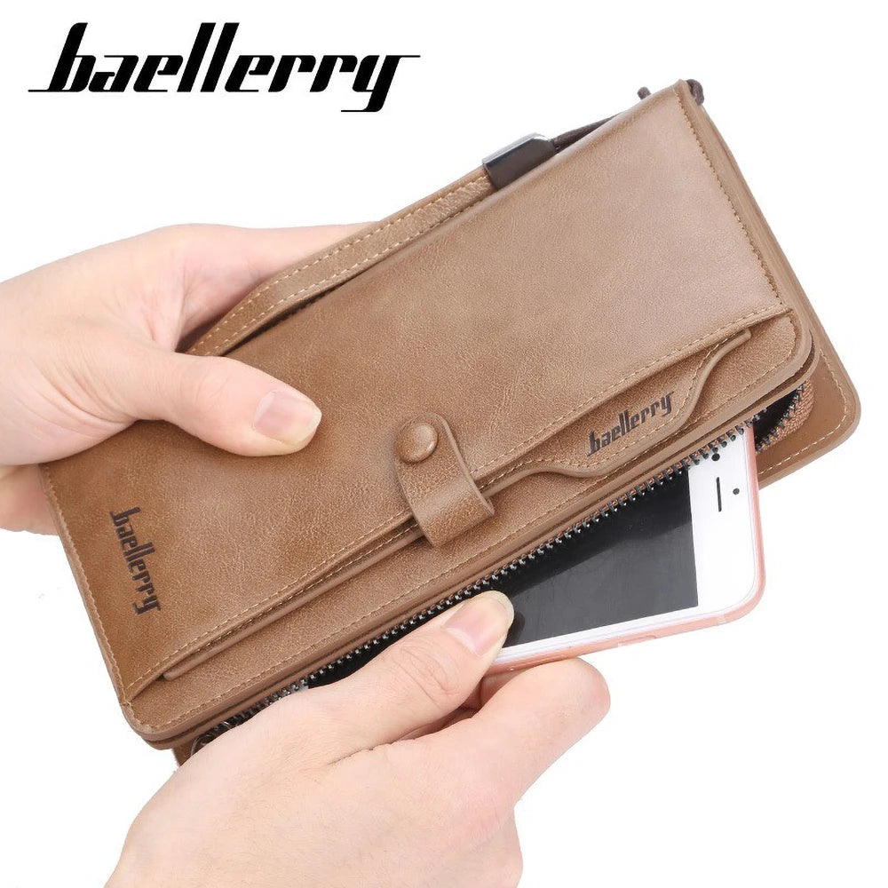 Baellerry Anti-Theft Long Wallet for Men PU Leather Business Style