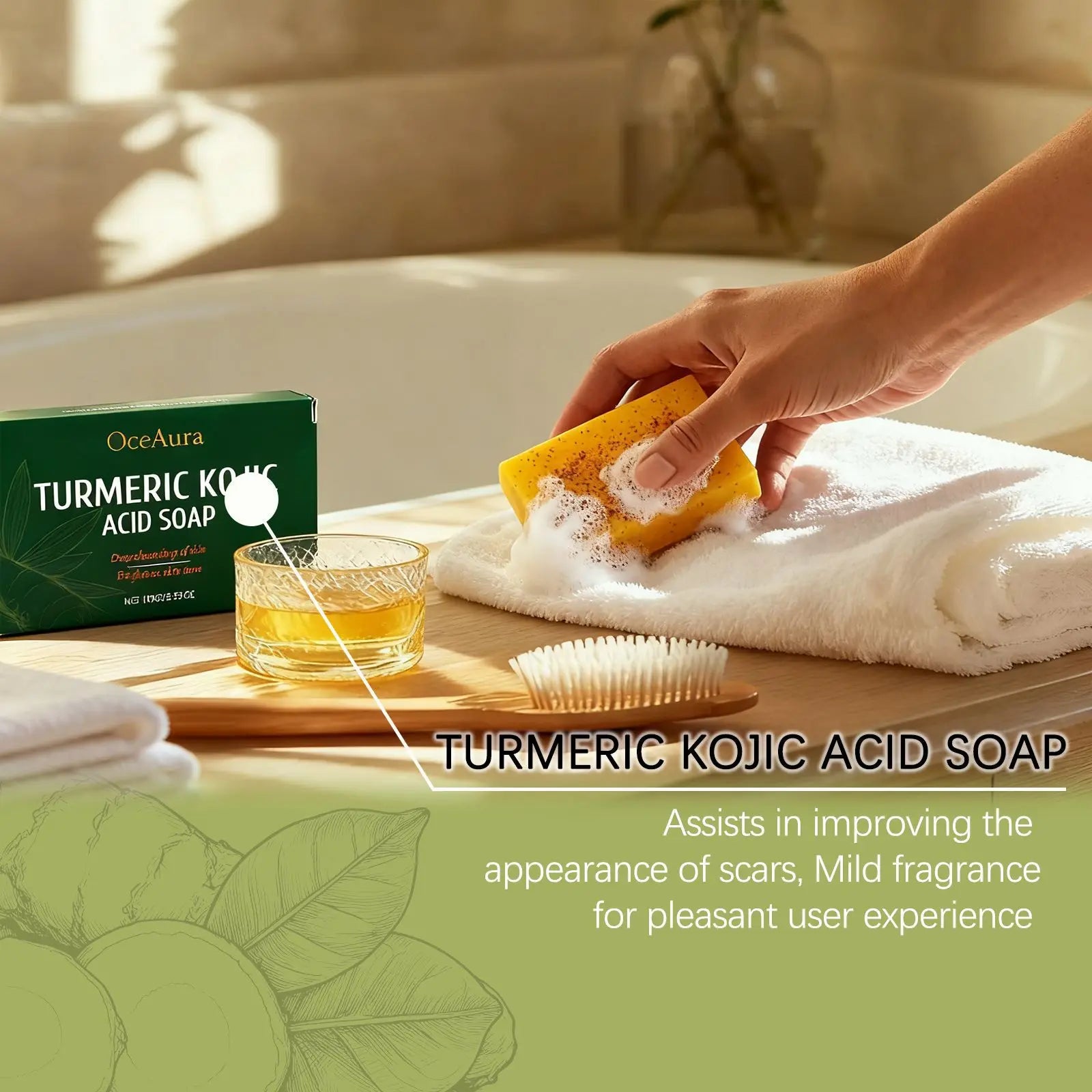 OceAura Turmeric Kojic Acid Soap Deep Cleansing and Exfoliating. Hajj