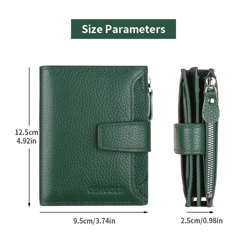 RFID anti-theft three fold genuine leather wallet