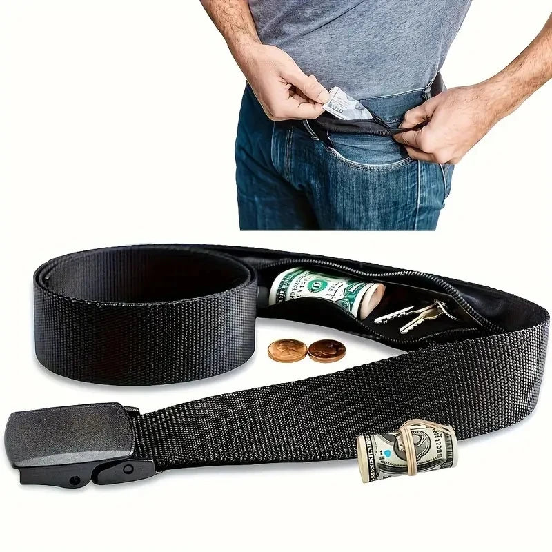 Men's secure anti-theft belt wallet