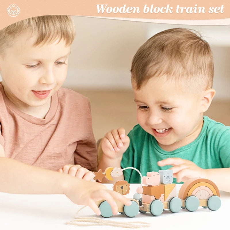 Wooden Montessori Hand Coordination Stacking Toy Handmade.