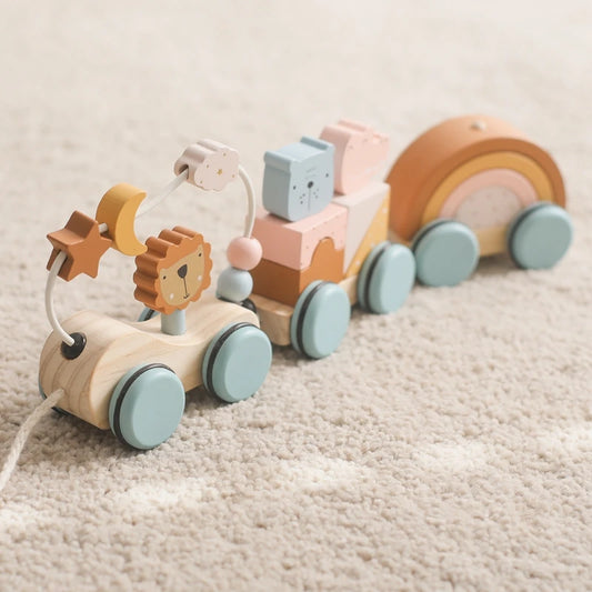 Wooden Montessori Hand Coordination Stacking Toy Handmade.