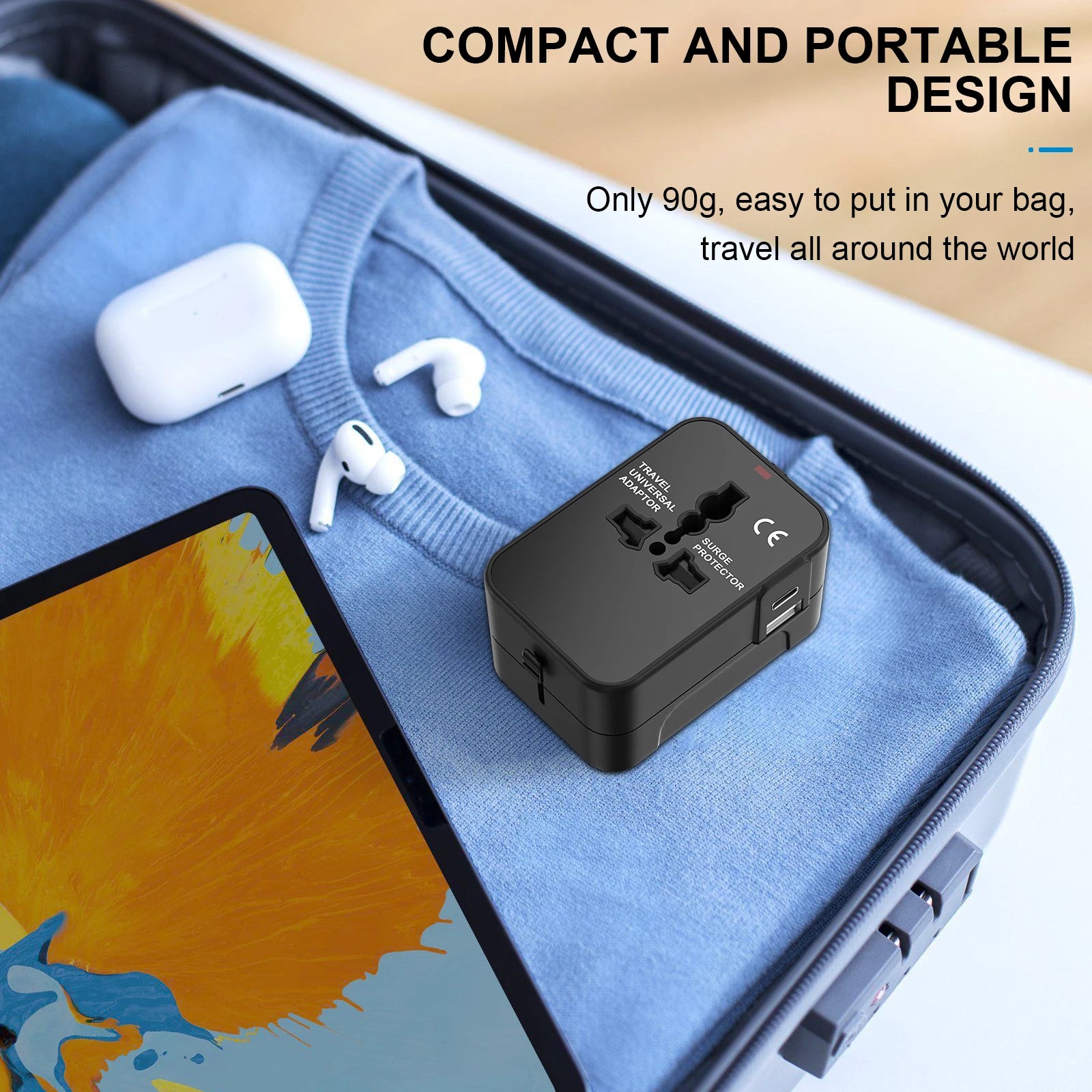 Universal Travel Adapter, International All-in-One Travel Plug Adapter 2.4A. Hajj.