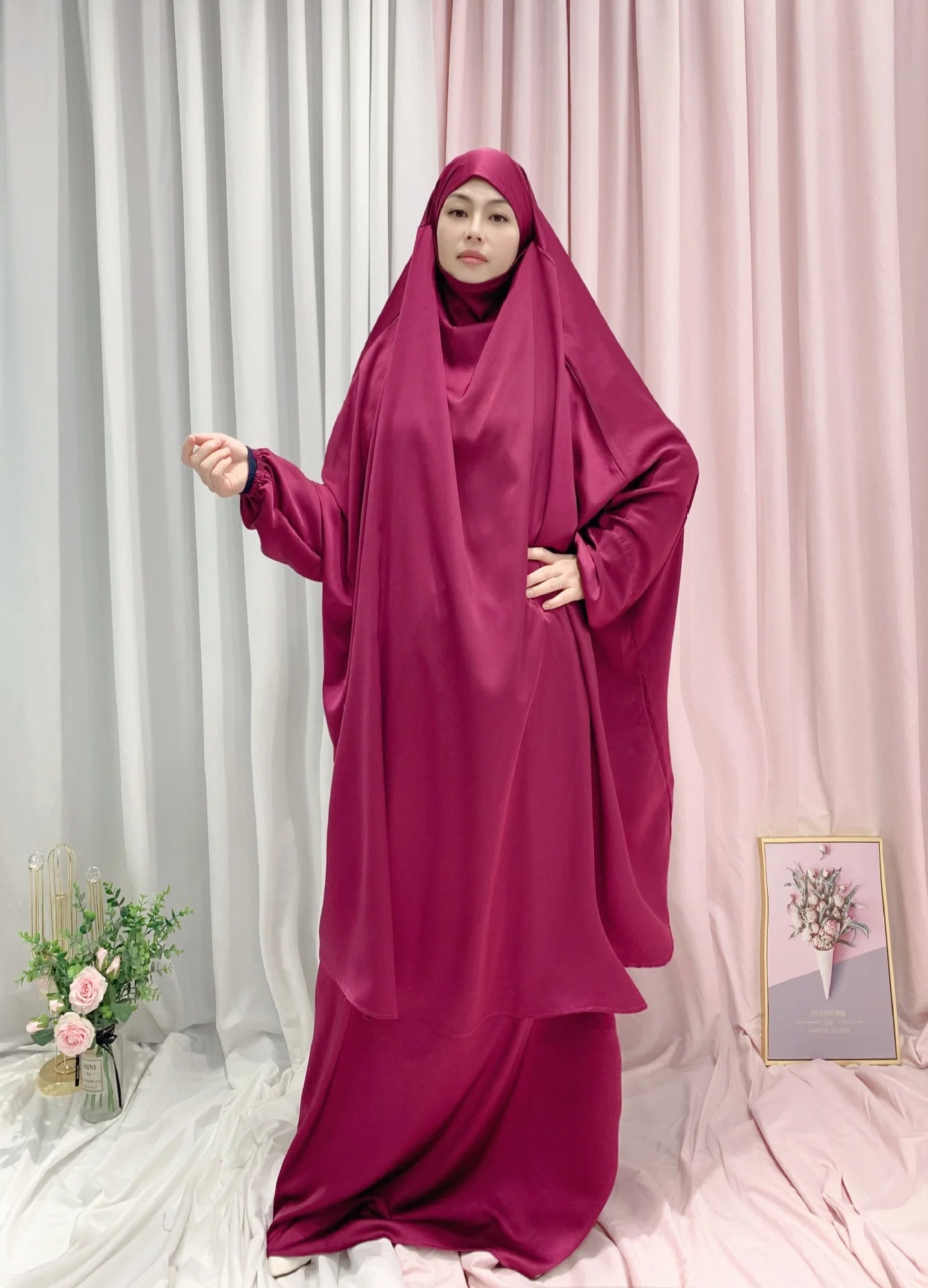 Two Piece Set Prayer Garment Dress for Muslim Mommy &  Girls