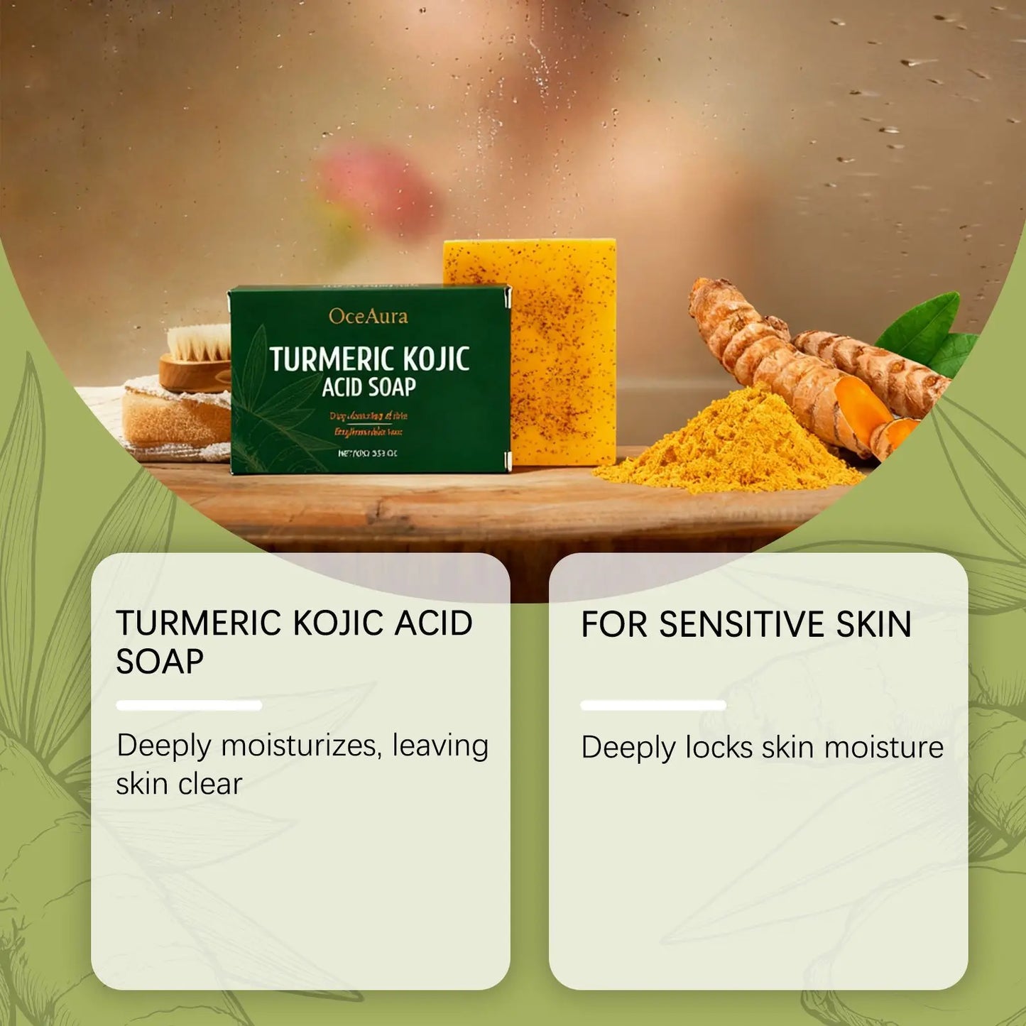 OceAura Turmeric Kojic Acid Soap Deep Cleansing and Exfoliating. Hajj
