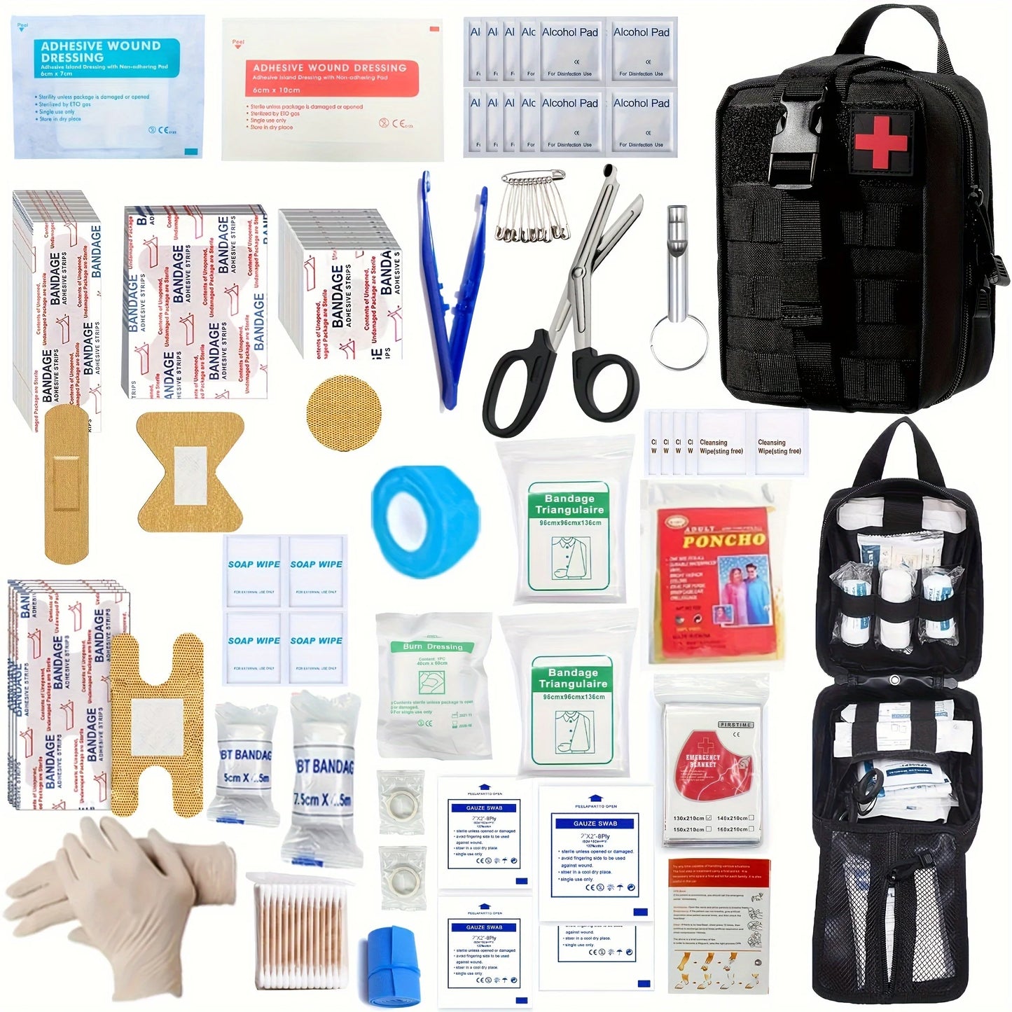 205pcs Universal First Aid Kit for Home, Travel, Outdoor & Emergency. Compact & Complete. Fast Delivery!