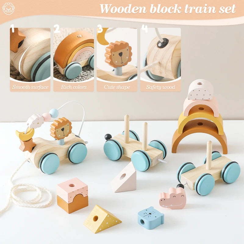 Wooden Montessori Hand Coordination Stacking Toy Handmade.