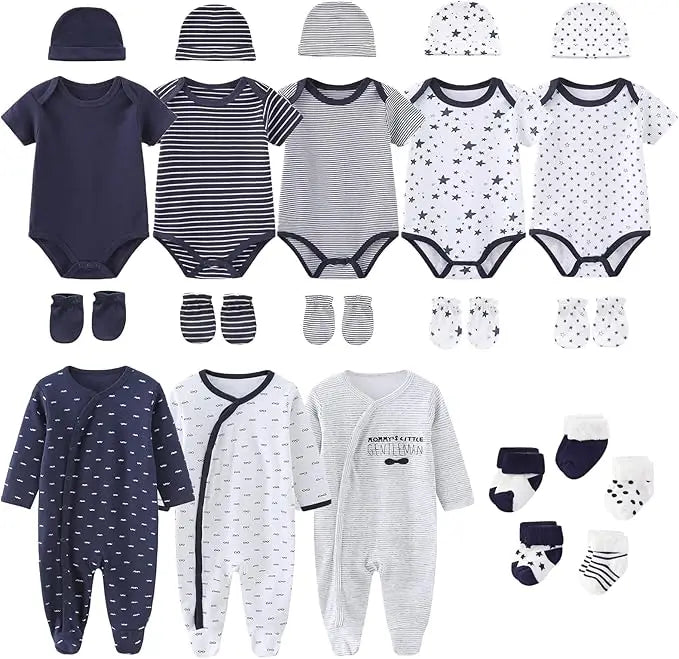 23 Pieces Newborn Jumpsuit+Hat+Gloves+Socks 100%Cotton Baby Gift