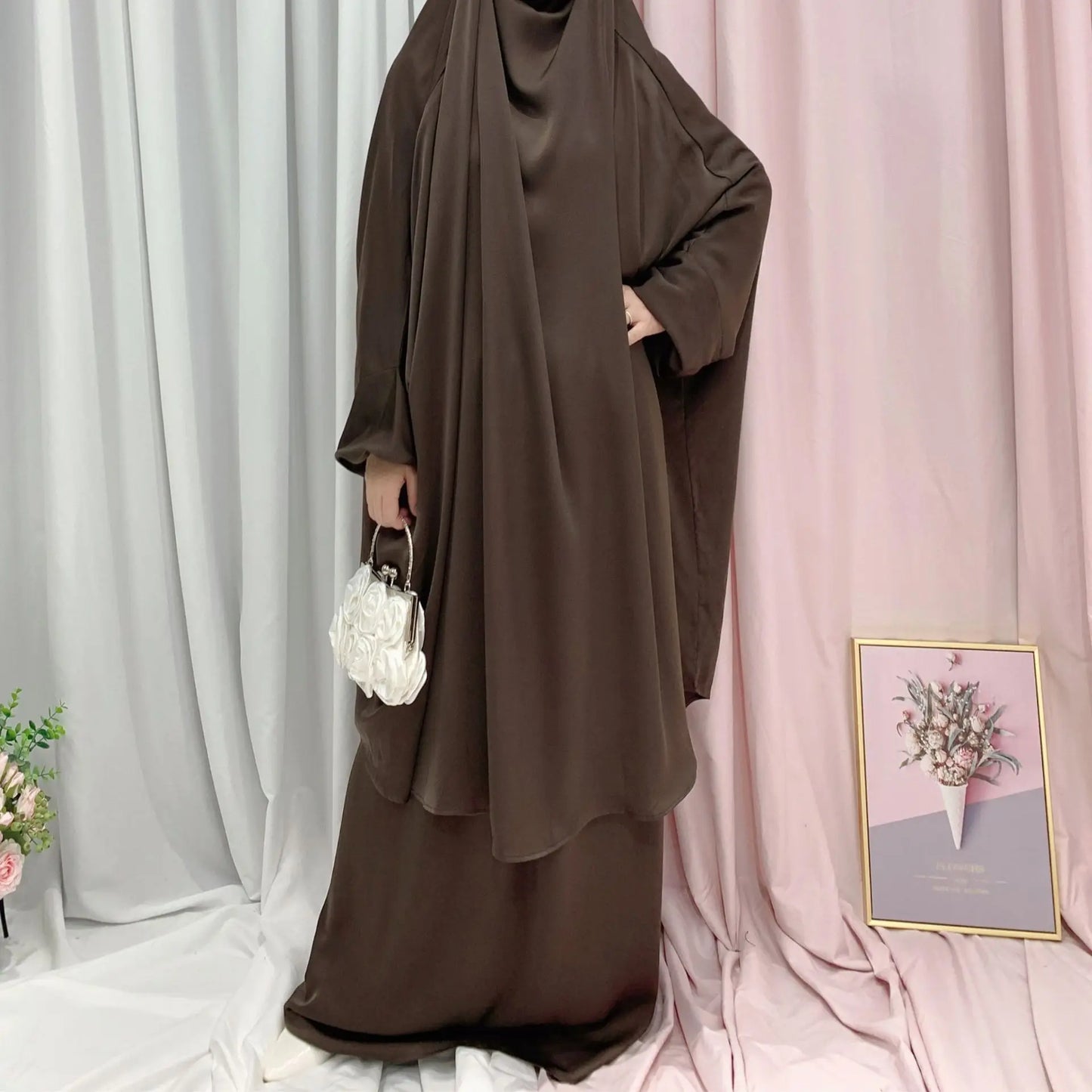 Two Piece Set Prayer Garment Dress for Muslim Mommy &  Girls