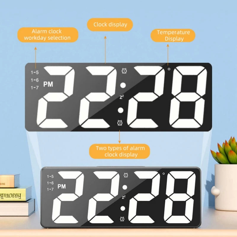 Voice Control Digital Alarm Clock  (Night Mode Table Clock 12/24H) USB Plug-in with LED