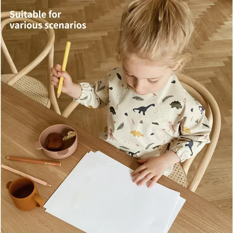 Adjustable Baby Soft Waterproof Bib Long Sleeves