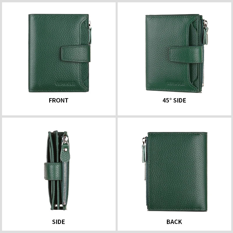 RFID anti-theft three fold genuine leather wallet