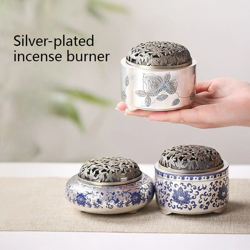 Silver-plated Ceramic Incense Burner