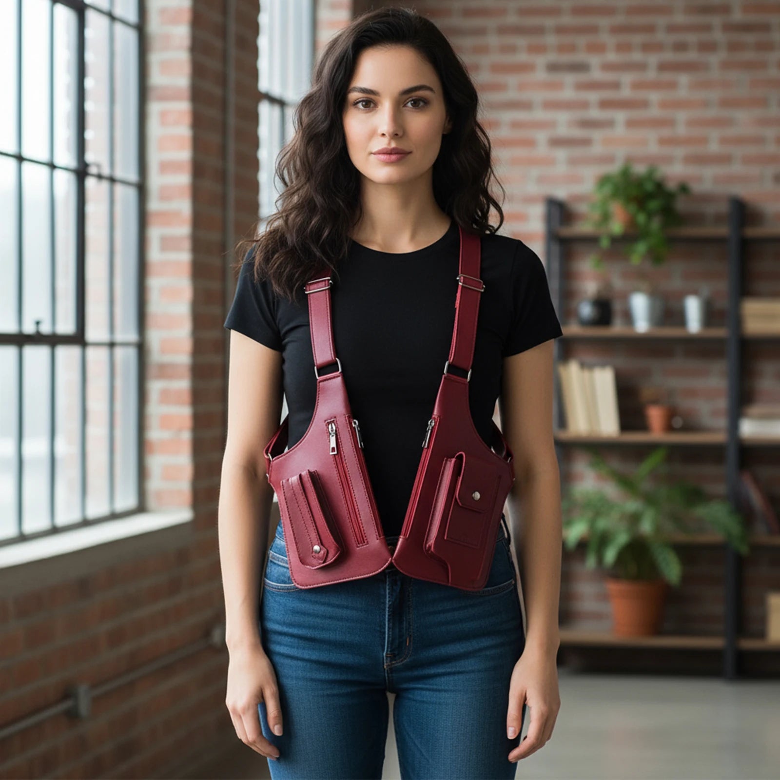 PU Leather Double Shoulder Armpit Bag Anti Pickpockets. hajj