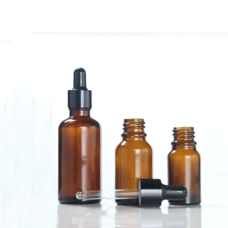 15/30/50ml Essential Oil Glass Aromatherapy Liquid Brown Drop Empty Dropper Bottle