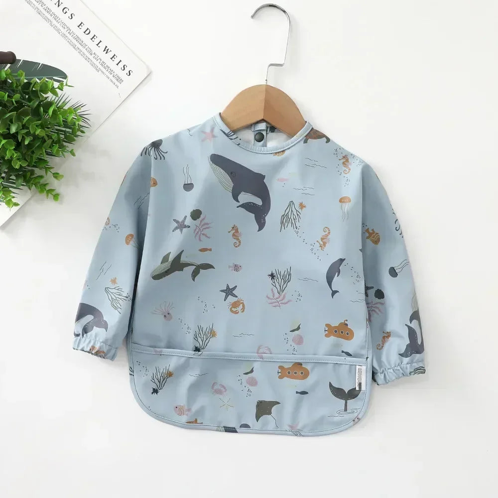 Adjustable Baby Soft Waterproof Bib Long Sleeves