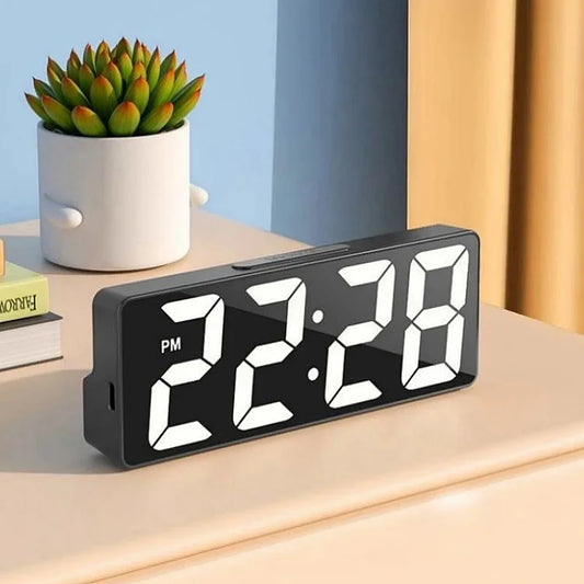 Voice Control Digital Alarm Clock  (Night Mode Table Clock 12/24H) USB Plug-in with LED