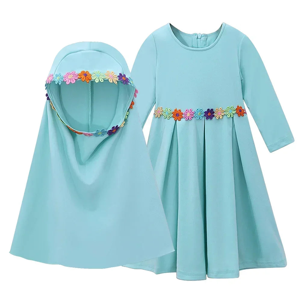 Girls Hijab Abaya 2 Piece Eid Sets