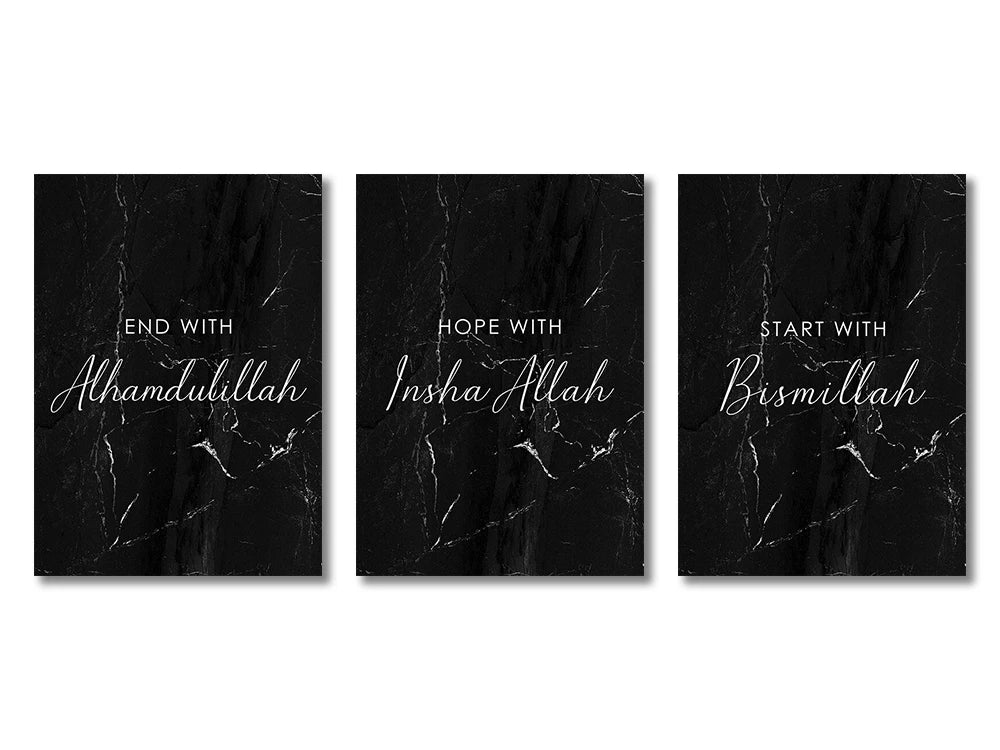 3PCS Islamic Gold, Beige & Black Canvas