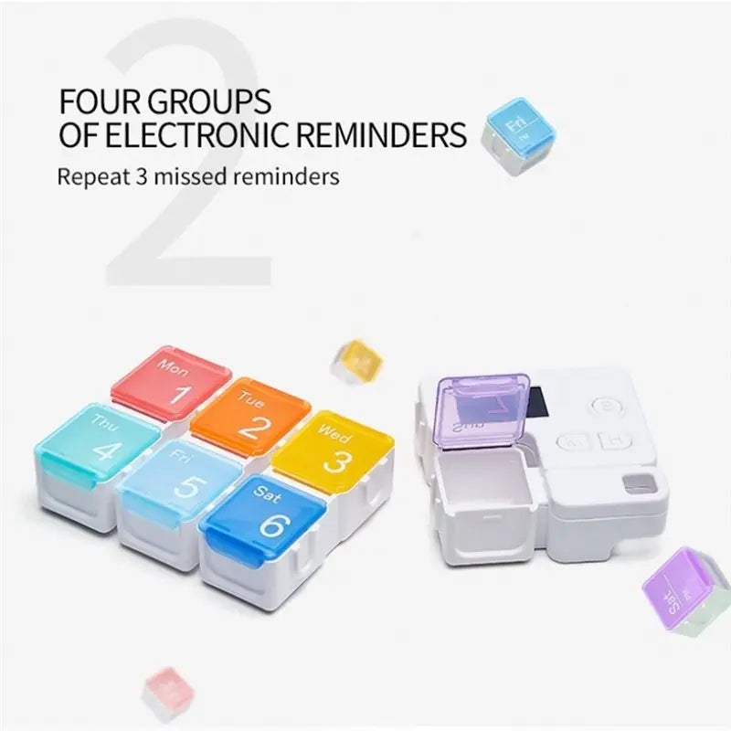 Weekly Pill Organizer with Daily Alarm Reminder.