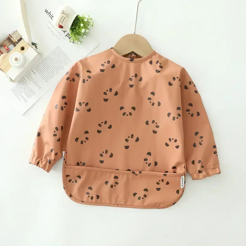 Adjustable Baby Soft Waterproof Bib Long Sleeves