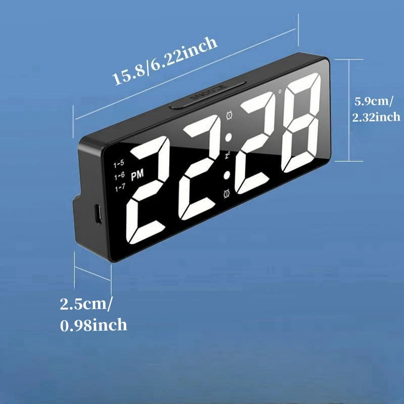 Voice Control Digital Alarm Clock  (Night Mode Table Clock 12/24H) USB Plug-in with LED