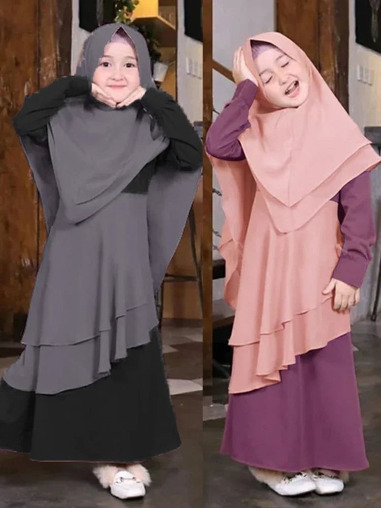 2Pcs Abaya Sets for Girls