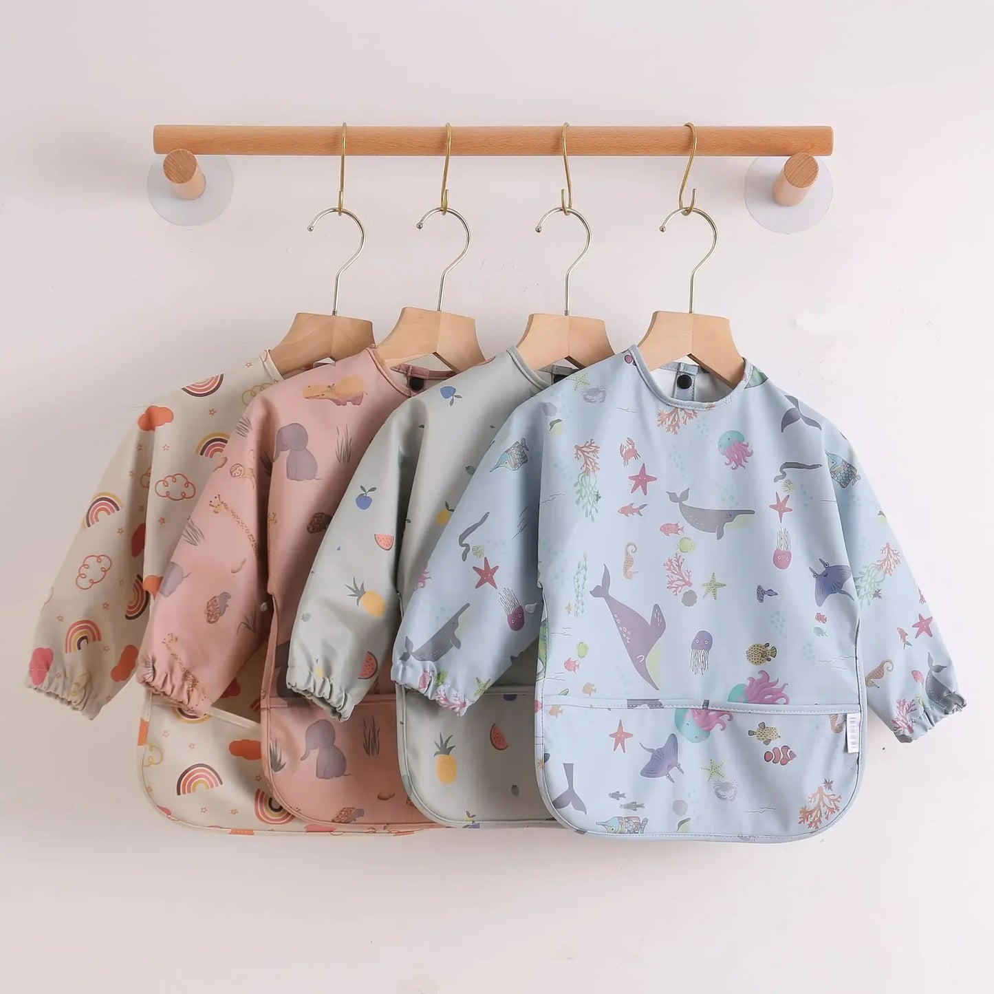 Adjustable Baby Soft Waterproof Bib Long Sleeves