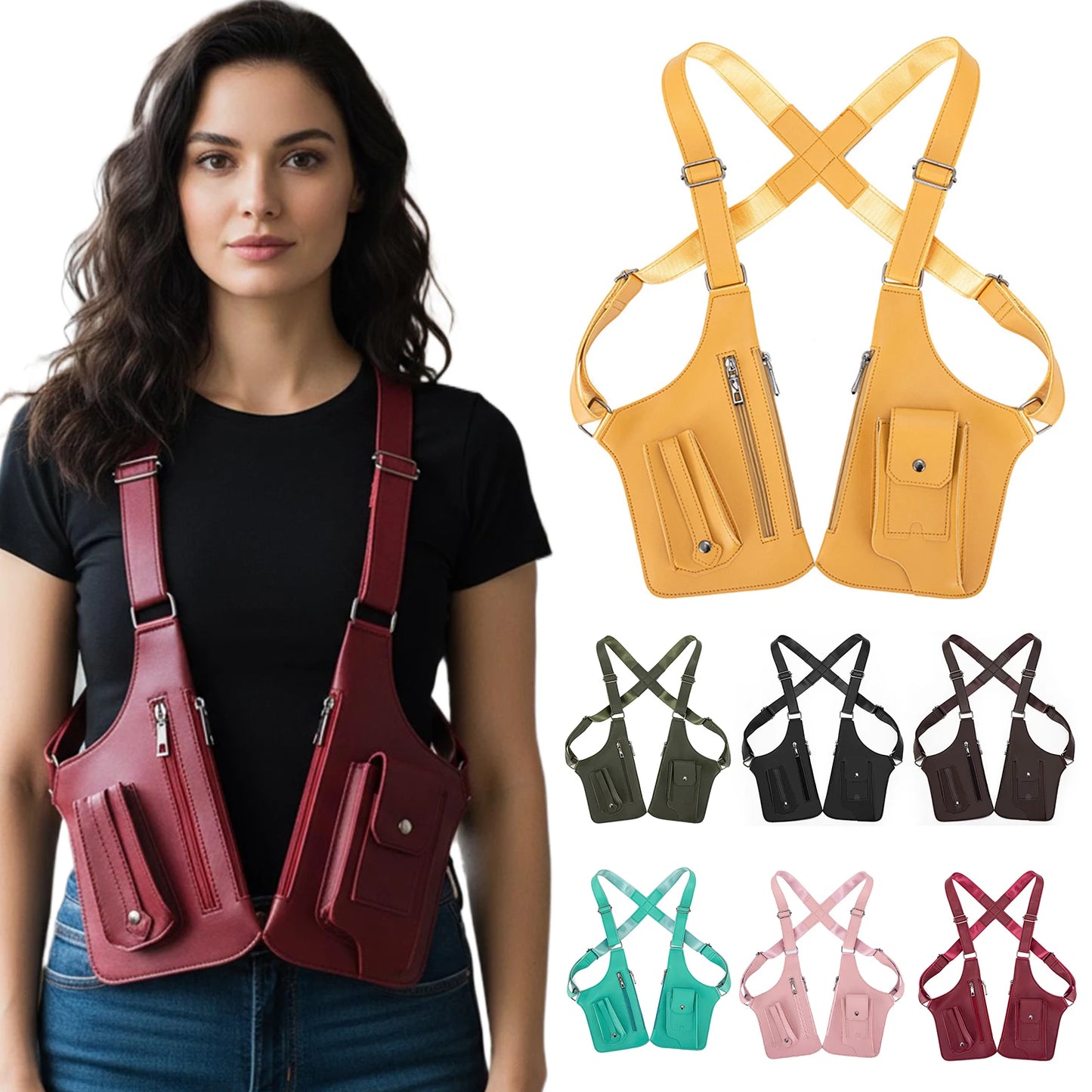 PU Leather Double Shoulder Armpit Bag Anti Pickpockets. hajj