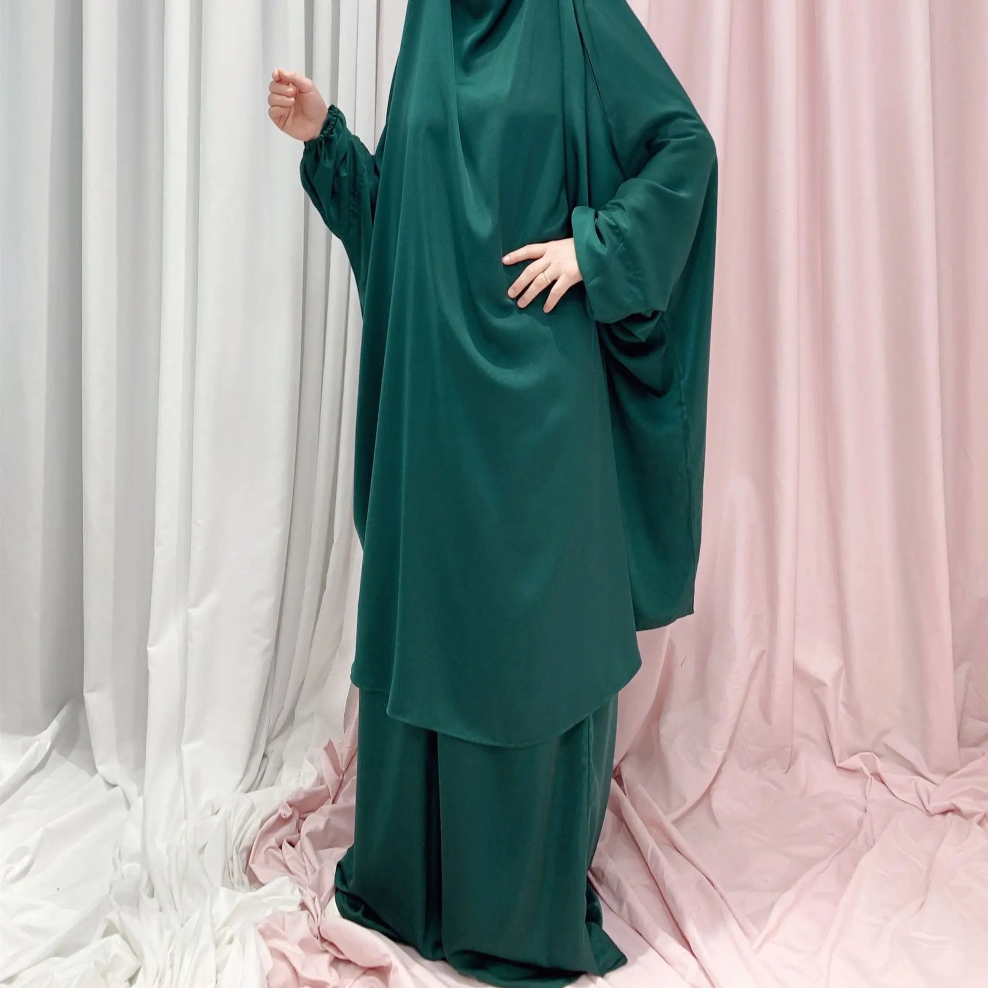 Two Piece Set Prayer Garment Dress for Muslim Mommy &  Girls