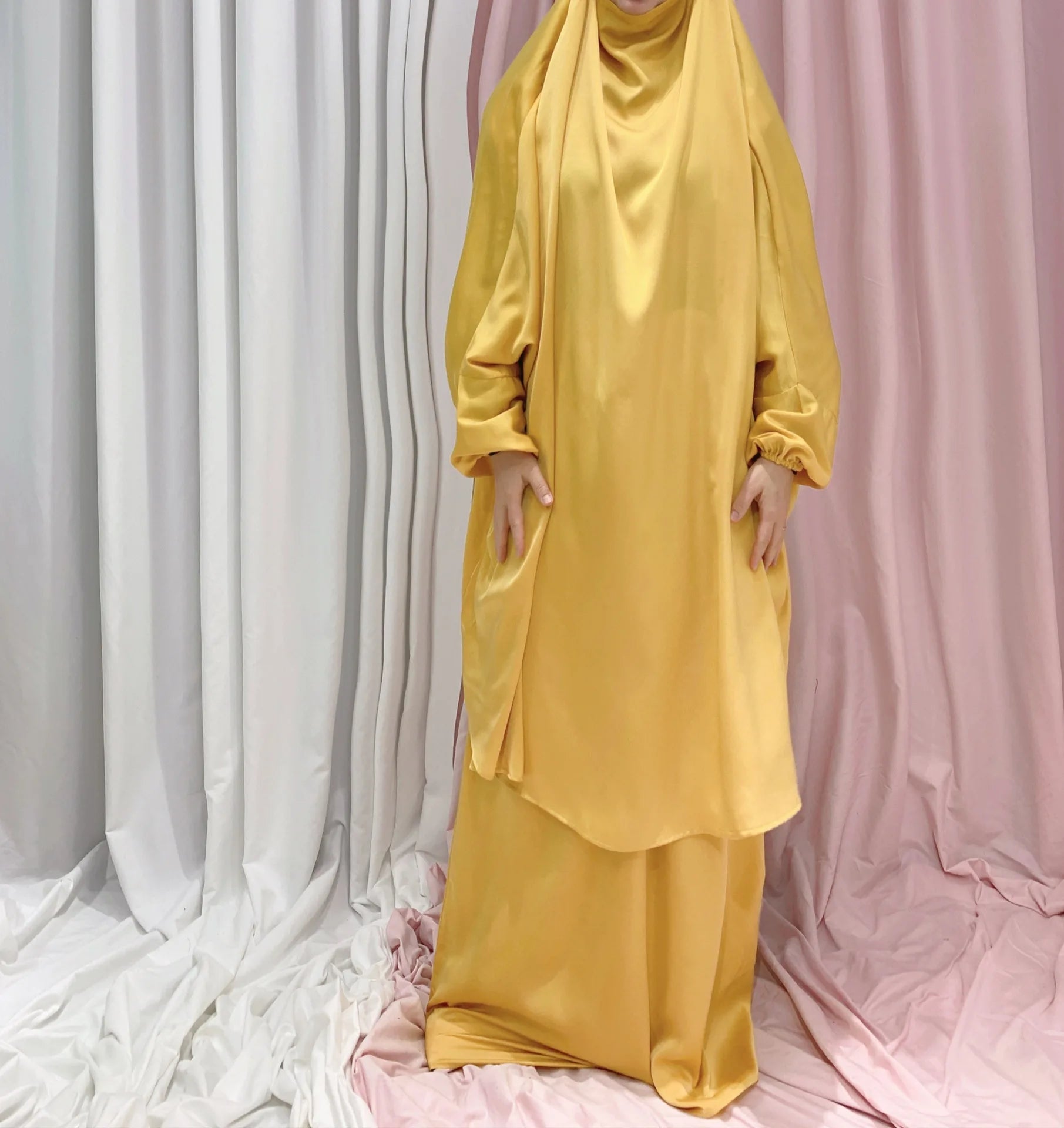 Two Piece Set Prayer Garment Dress for Muslim Mommy &  Girls