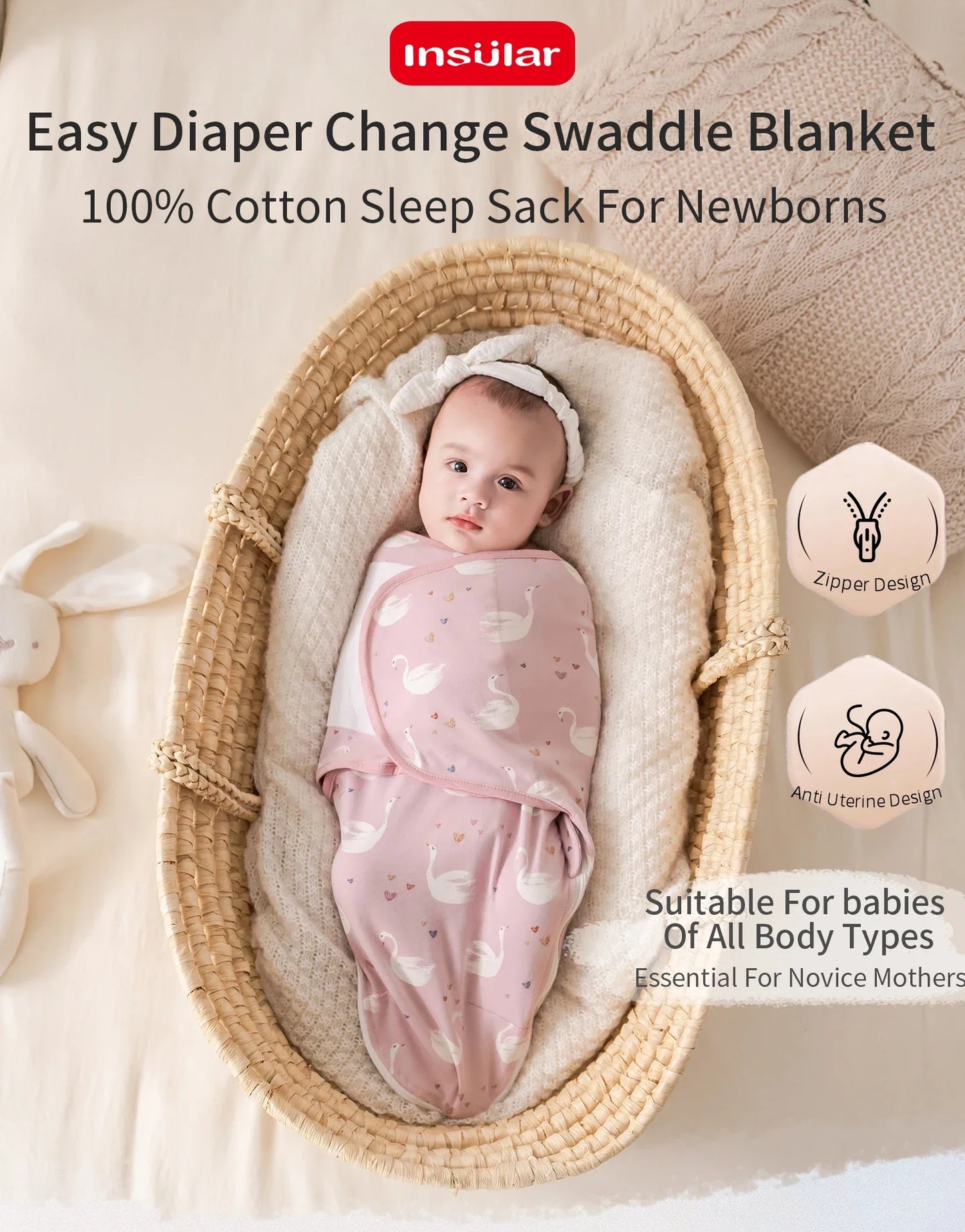 INSULAR Baby Cotton Swaddling Cloth.