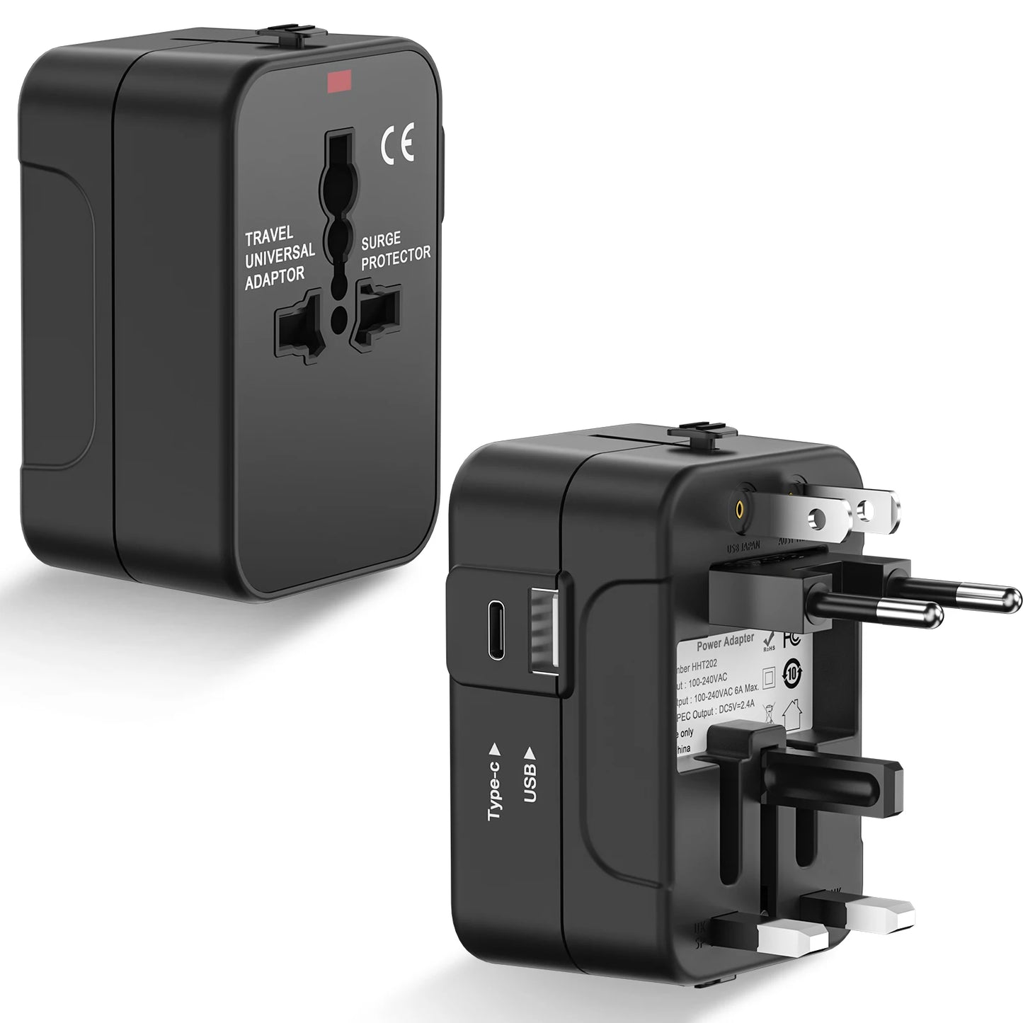Universal Travel Adapter, International All-in-One Travel Plug Adapter 2.4A. Hajj.