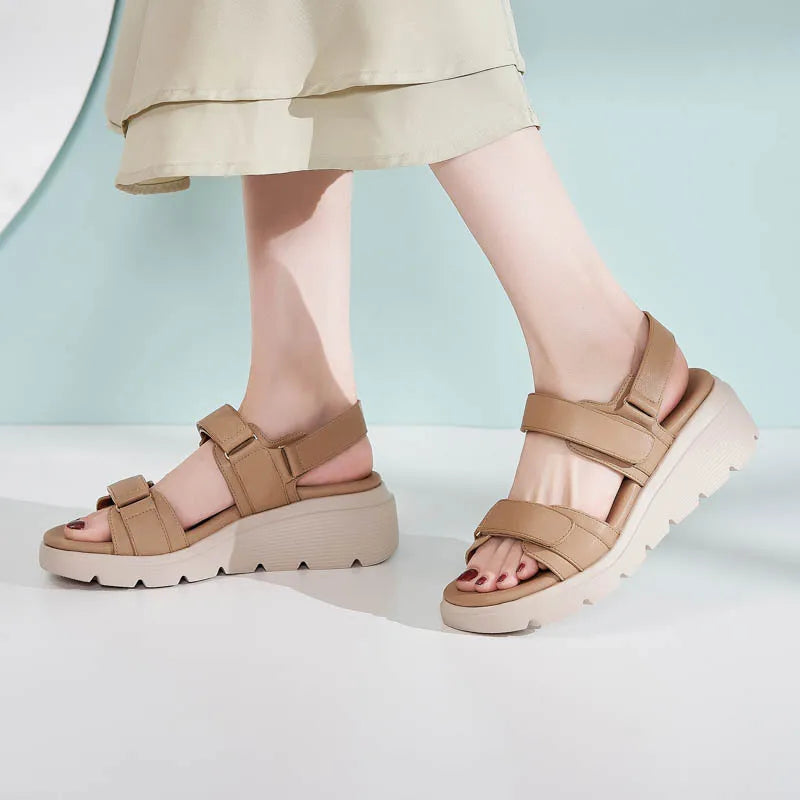 Women's Leather Summer Heel Sandals Casual