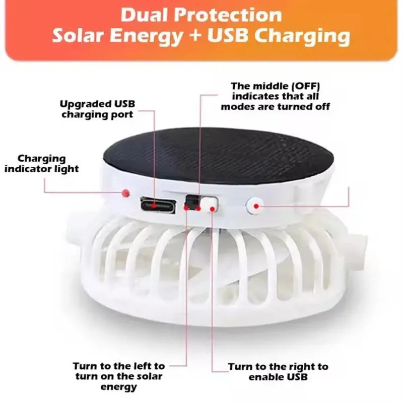 Solar Powered Charging head Fan