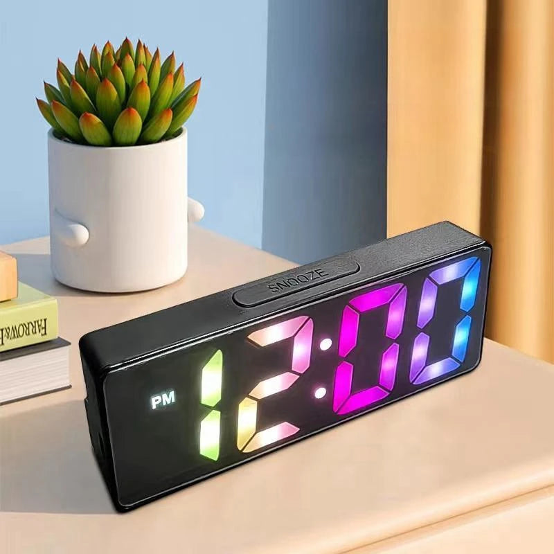Voice Control Digital Alarm Clock  (Night Mode Table Clock 12/24H) USB Plug-in with LED