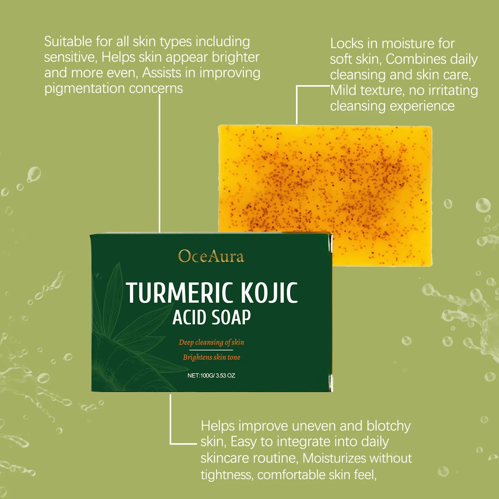 OceAura Turmeric Kojic Acid Soap Deep Cleansing and Exfoliating. Hajj
