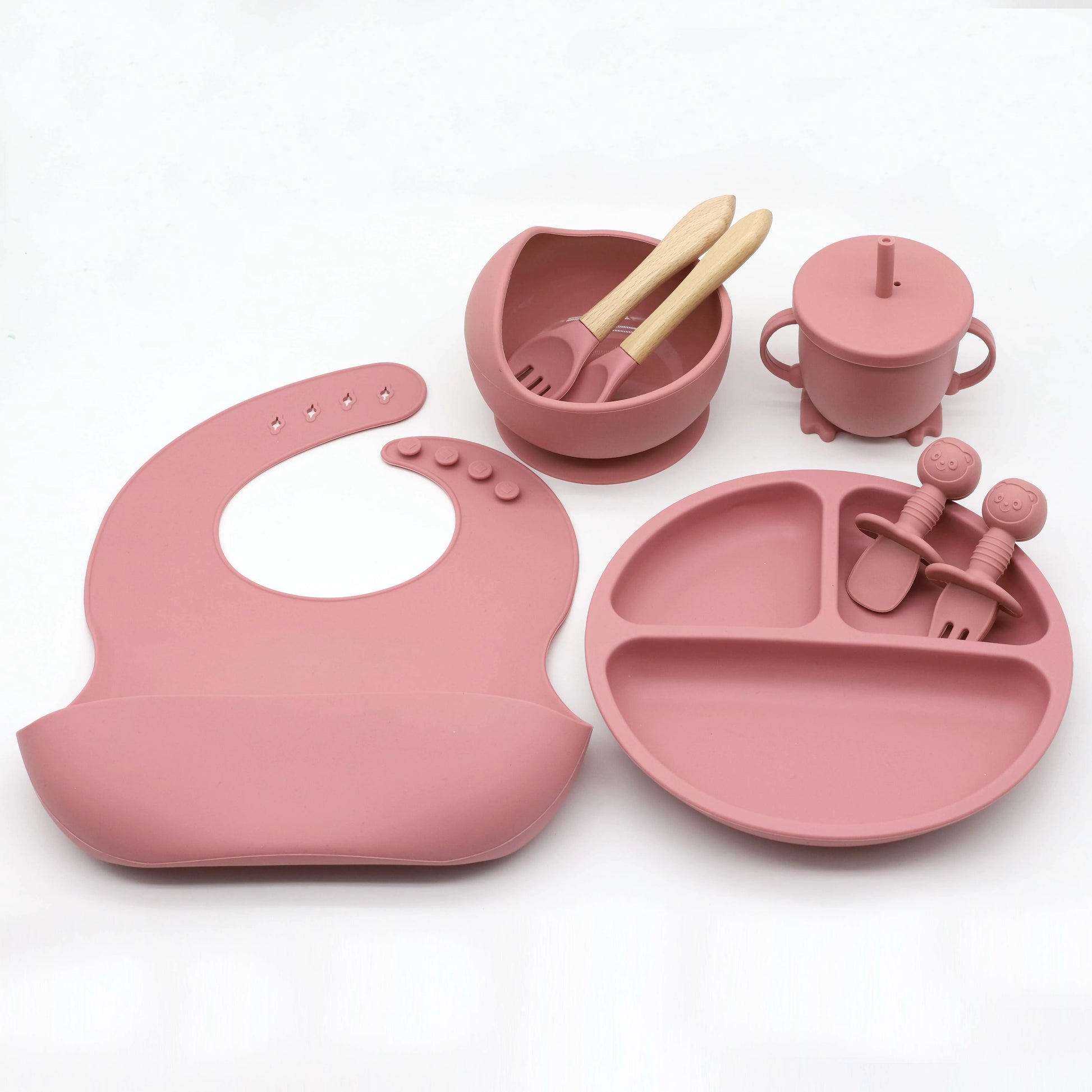 Baby Non-Toxic 8 pcs set food grade silicone tableware