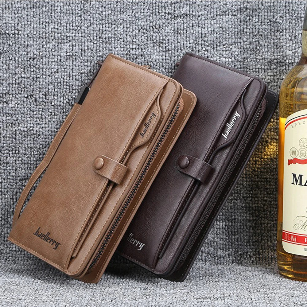 Baellerry Anti-Theft Long Wallet for Men PU Leather Business Style