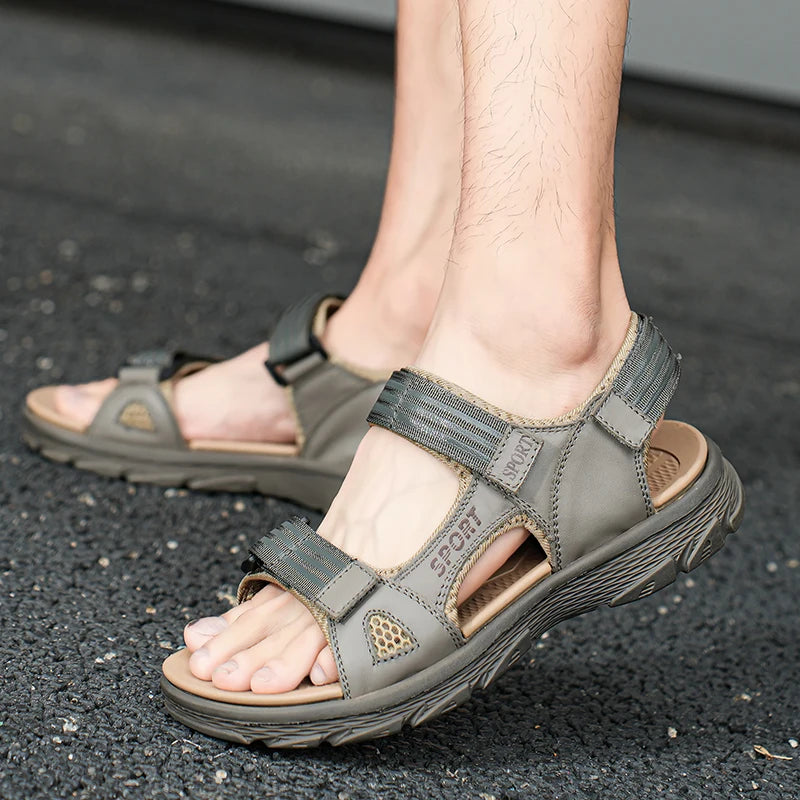 New Summer Lightweight Men Leather Roman Sandals