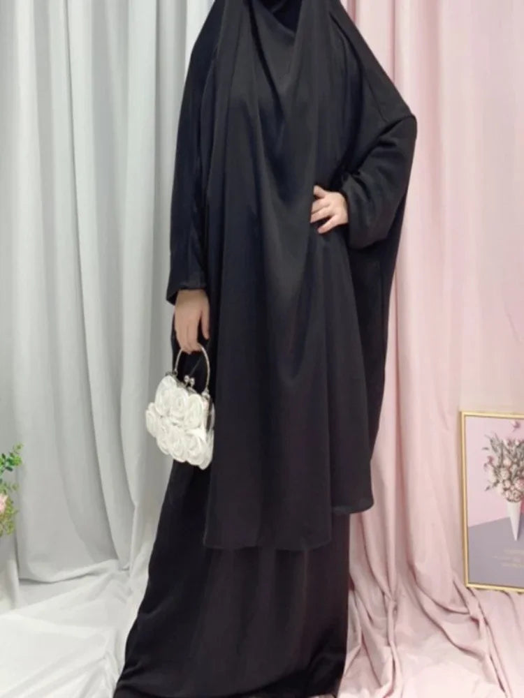Two Piece Set Prayer Garment Dress for Muslim Mommy &  Girls