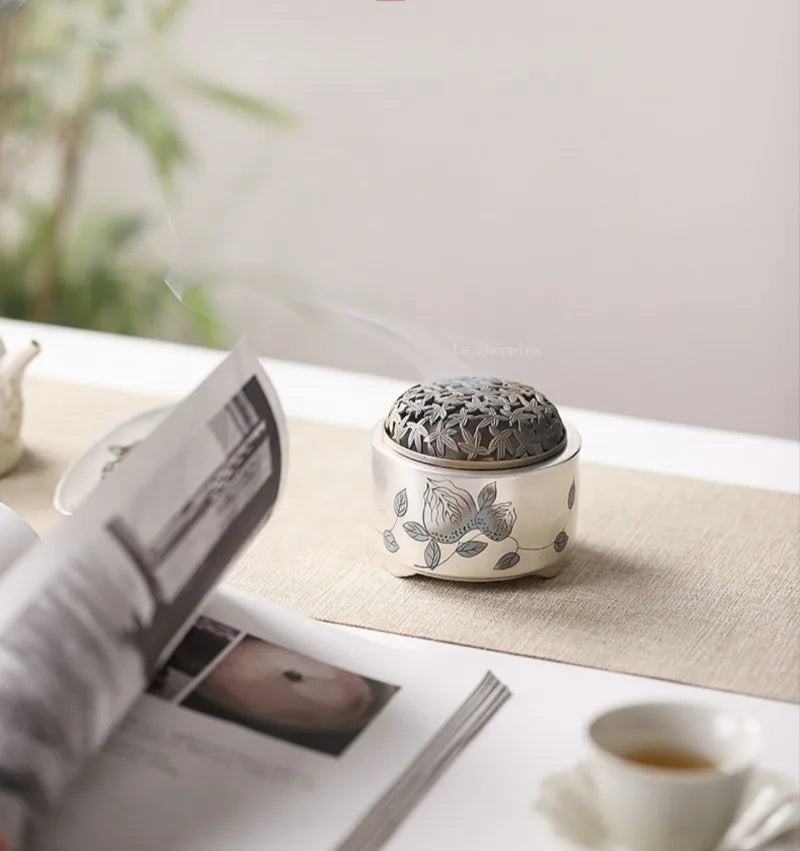 Silver-plated Ceramic Incense Burner