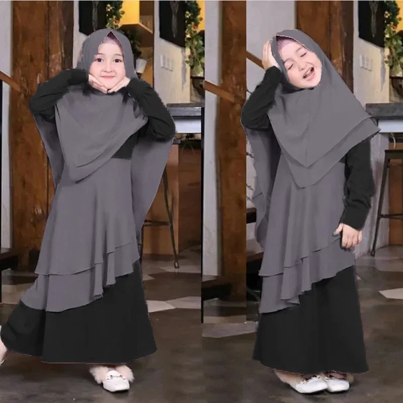 2Pcs Abaya Sets for Girls