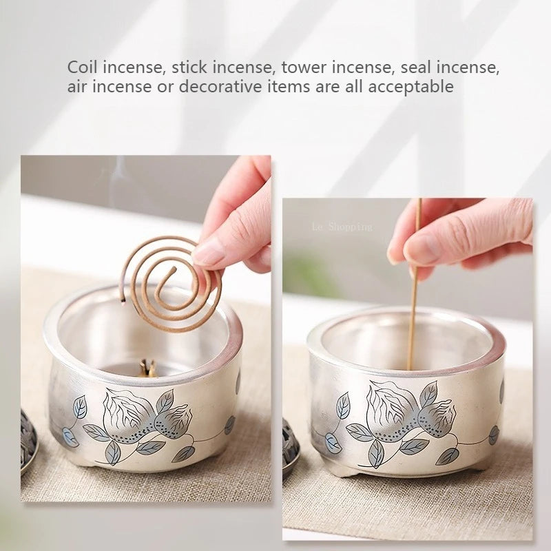 Silver-plated Ceramic Incense Burner