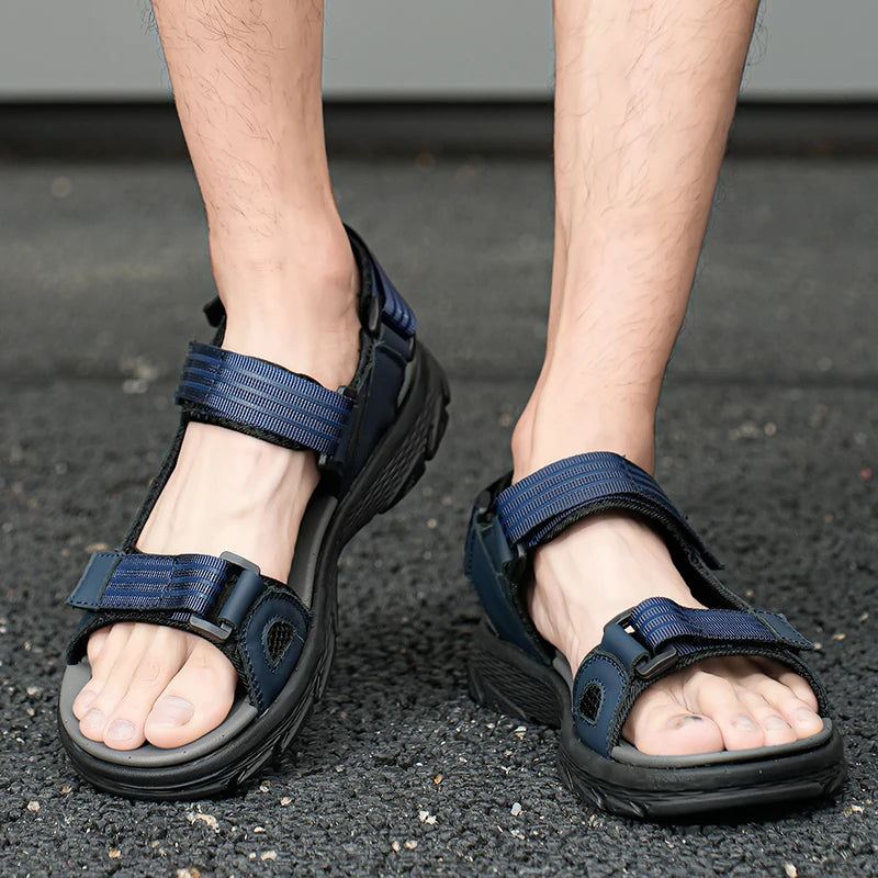 New Summer Lightweight Men Leather Roman Sandals