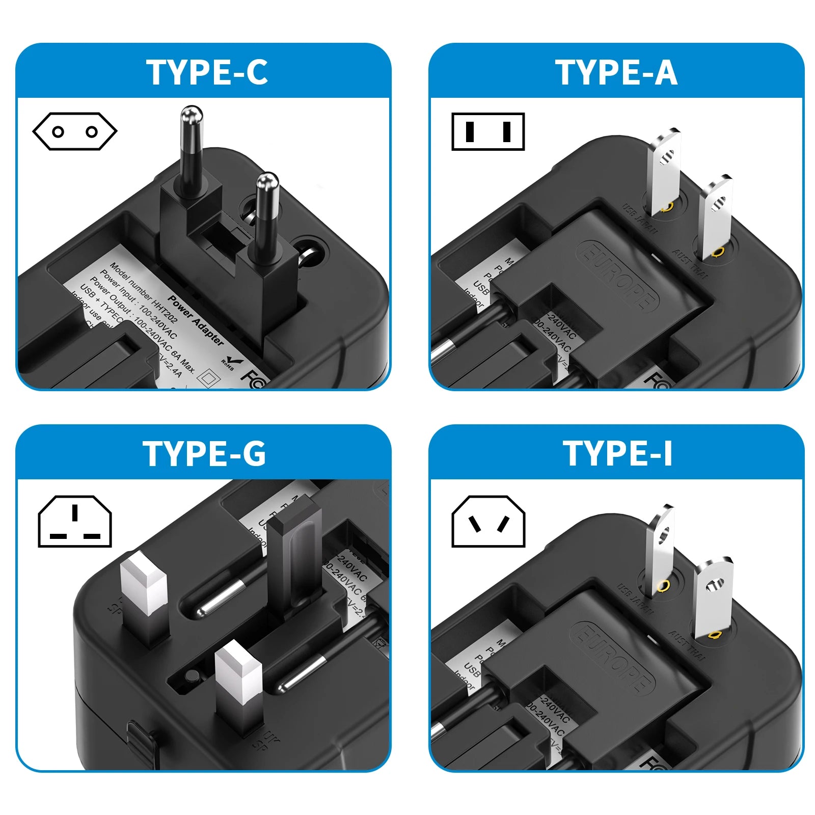 Universal Travel Adapter, International All-in-One Travel Plug Adapter 2.4A. Hajj.