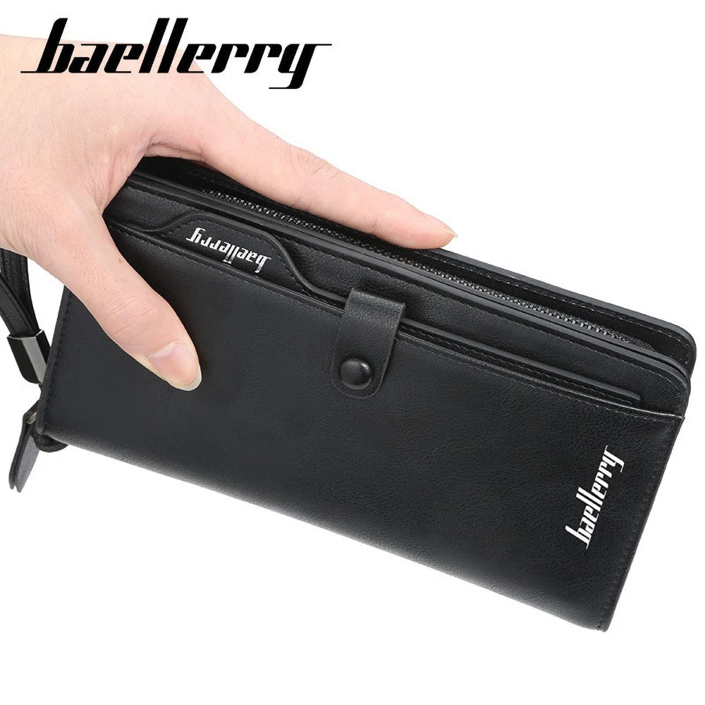 Baellerry Anti-Theft Long Wallet for Men PU Leather Business Style